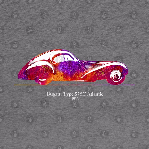 Bugatti Type 57 SC Atlantic 1936 - Colorful 02 by SPJE Illustration Photography